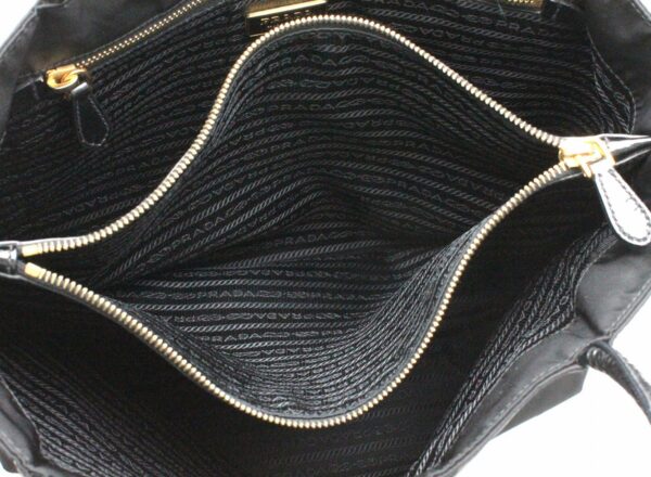 31760822 4 Prada Nylon Tote Bag Patent Leather Black