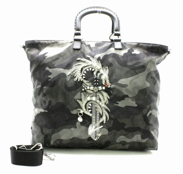 31760999 Prada Dragon Camouflage 2WAY Shoulder Bag Green Black