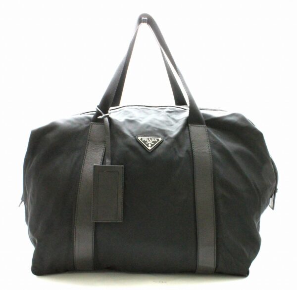 31761515 Prada Travel Bag Nylon Leather Black Silver