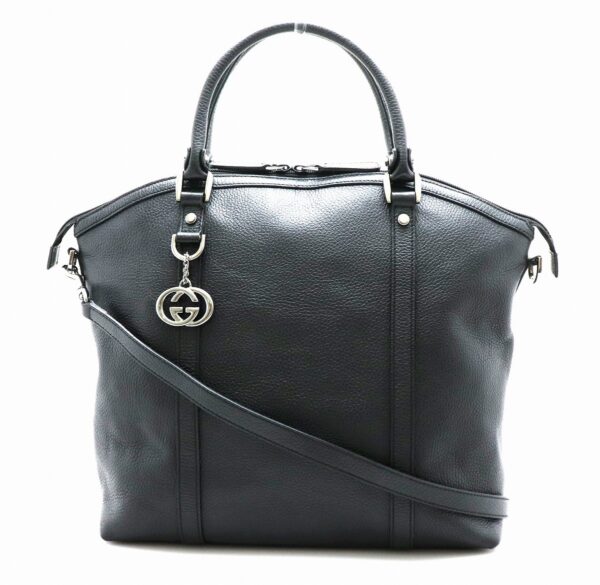 31761644 Gucci 2WAY Leather Shoulder Handbag Black