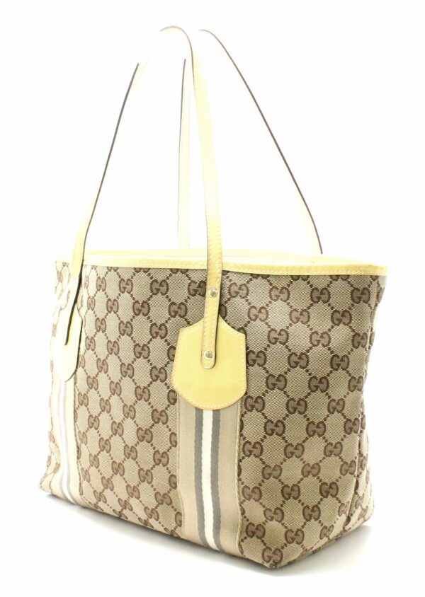 31761701 1 Gucci GG Sherry Line Tote Shoulder Bag Khaki