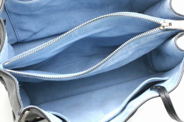 31761879 4 Prada Etiquette Tote Bag Calf Leather Black Light Blue