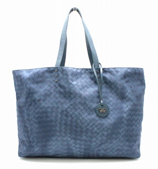 31762247 Bottega Veneta Intreccio Lusion Shoulder Bag Nylon Blue