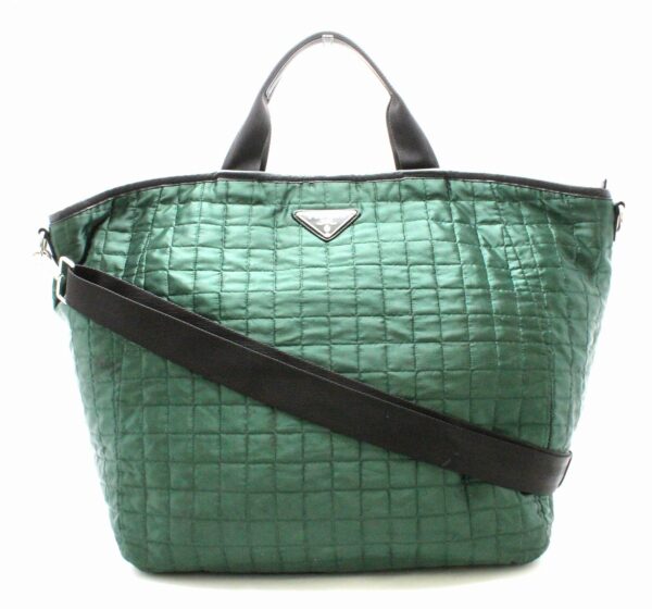 31762266 Prada Nylon 2WAY Shoulder Bag Green Black Silver