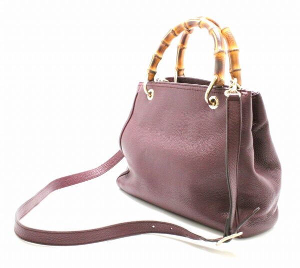 31762306 1 Gucci Bamboo 2WAY Leather Mini Tote Bag Purple