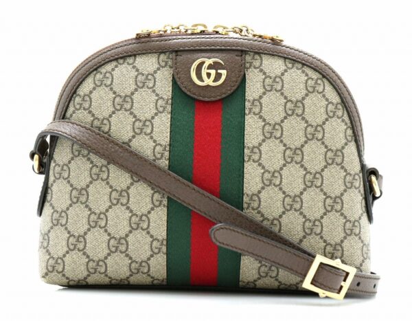 31770344 Gucci GG Supreme Ophidia Sherry Line Shoulder Bag Khaki