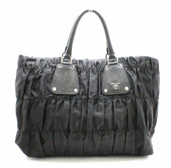 31770408 Prada Tessuto Tote Bag Nylon Leather Black Silver