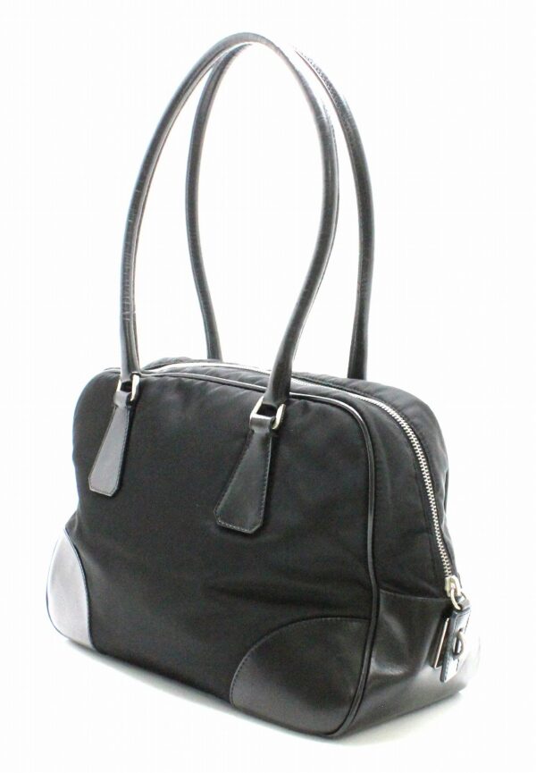 31770410 1 Prada Nylon Shoulder Tote Bag Black Silver