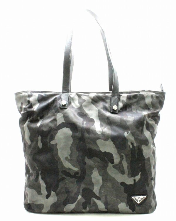 31770421 Prada Camouflage Tote Bag Nylon Leather Green Black