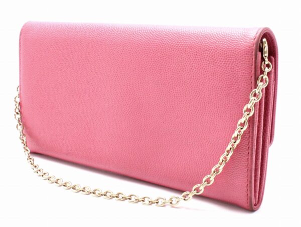 31771032 1 Christian Dior Chain Wallet Embossed Leather Salmon Red