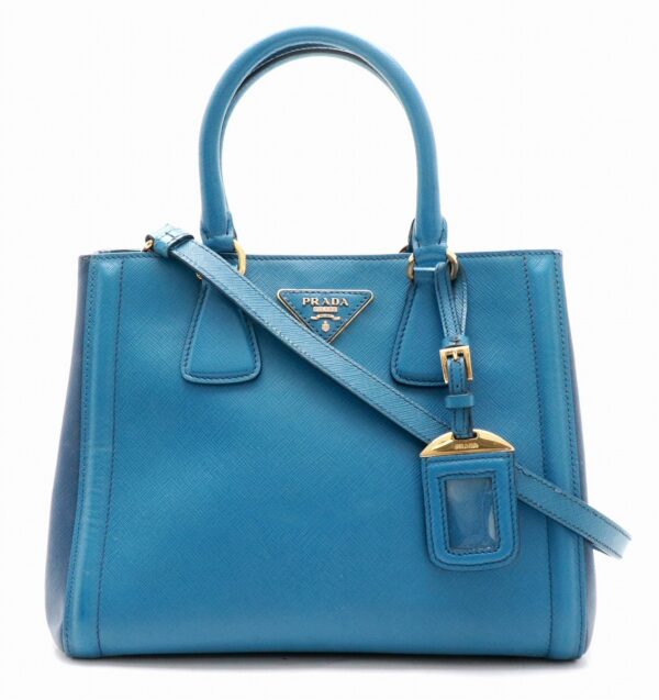 31771135 Prada Saffiano 2WAY Shoulder Bag Blue Bicolor