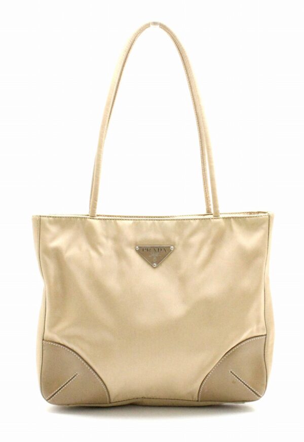 31771344 Prada Nylon Shoulder Tote Bag Beige