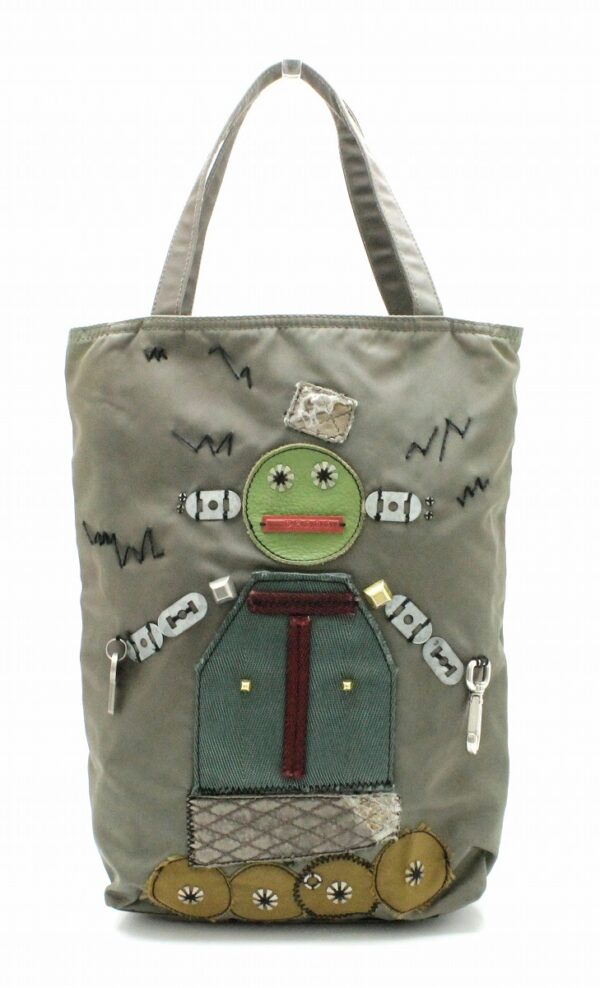 31771585 Prada Robot Series Patchwork Tote Bag Khaki