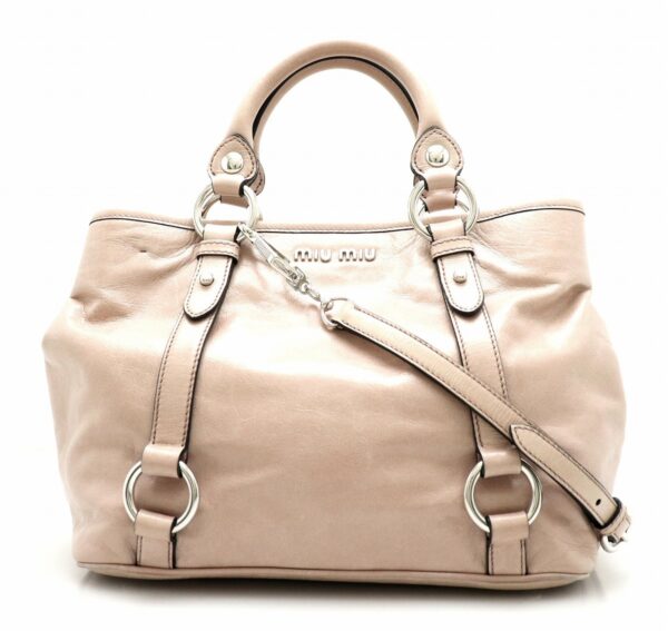 31771775 Miu Miu Crossbody Bag Leather Pink Beige