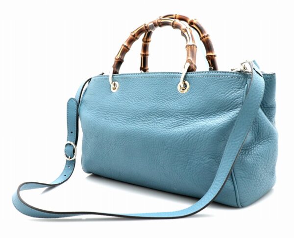 31780196 1 Gucci Bamboo Shopper 2WAY Leather Tote Bag Light Blue