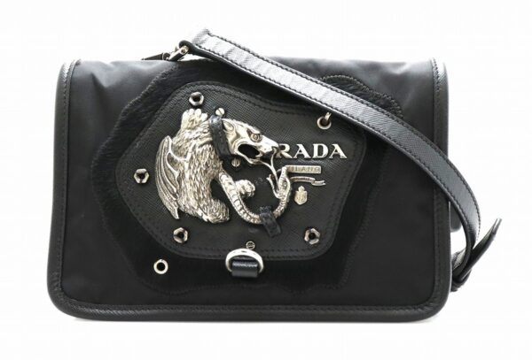 31780197 Prada Nylon 2WAY Shoulder Bag Leather Black