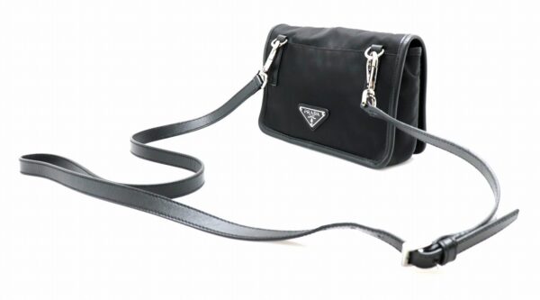 31780197 1 Prada Nylon 2WAY Shoulder Bag Leather Black