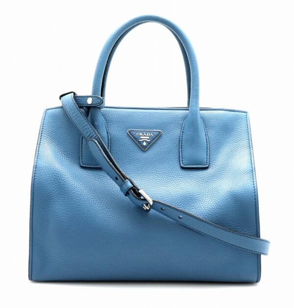 31780324 Prada Vitello Daino 2WAY Shoulder Bag Leather Blue