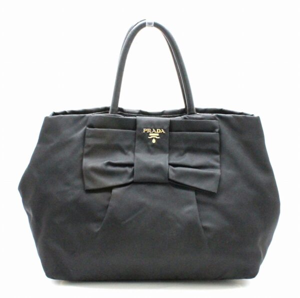 31780395 Prada Ribbon Mini Tote Bag Nylon Black