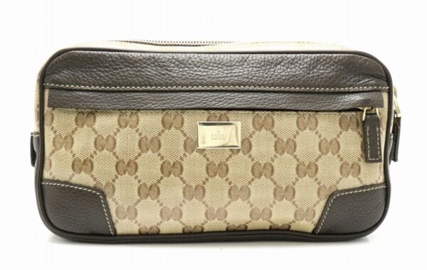 31780879 Gucci GG Crystal Waist Pouch Leather Khaki Beige