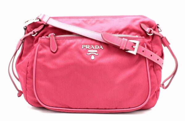 31781006 Prada Nylon Diagonal Shoulder Bag Pink