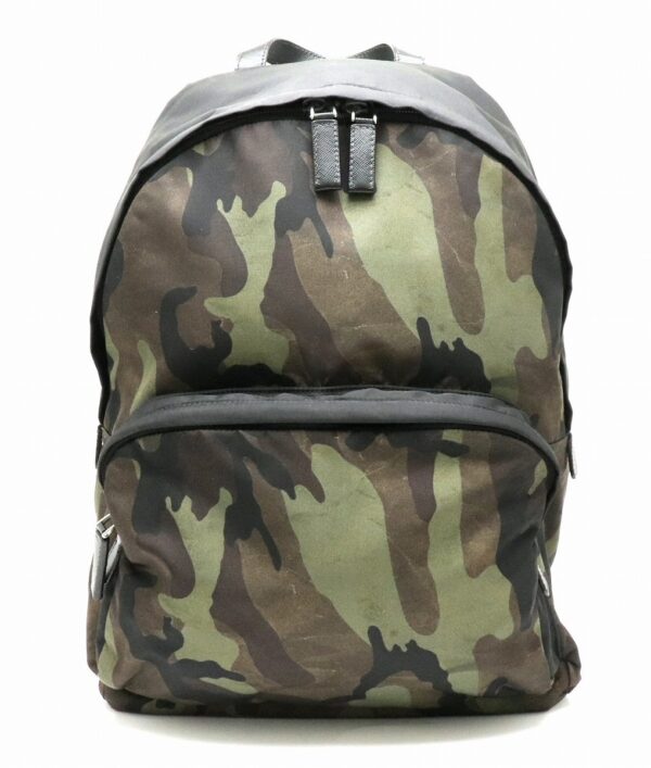 31781505 Prada Camouflage Backpack Rucksack Nylon Leather Green Black