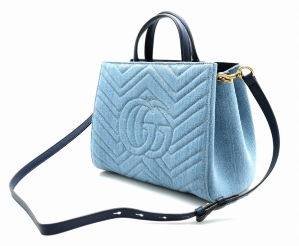 31781610 1 Gucci GG Marmont Handbag Quilted Leather Blue