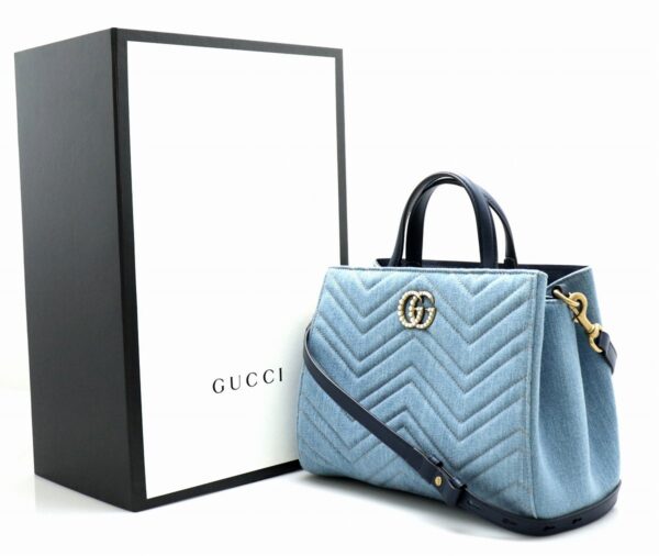 31781610 8 Gucci GG Marmont Handbag Quilted Leather Blue