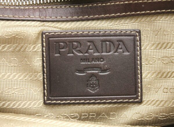 31781654 8 Prada Jacquard Shoulder Bag Leather Khaki Brown