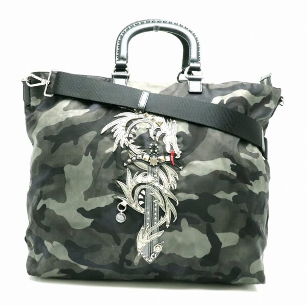 31781784 Prada Camouflage 2WAY Tote Bag Nylon Leather Green Black