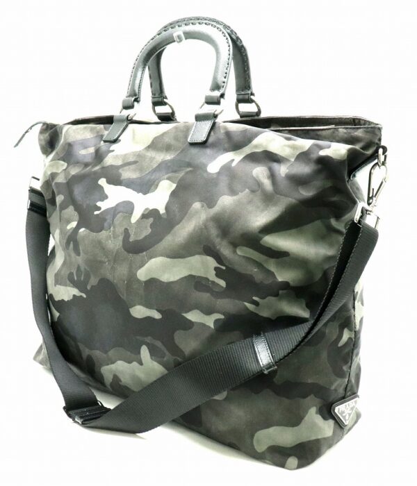 31781784 1 Prada Camouflage 2WAY Tote Bag Nylon Leather Green Black