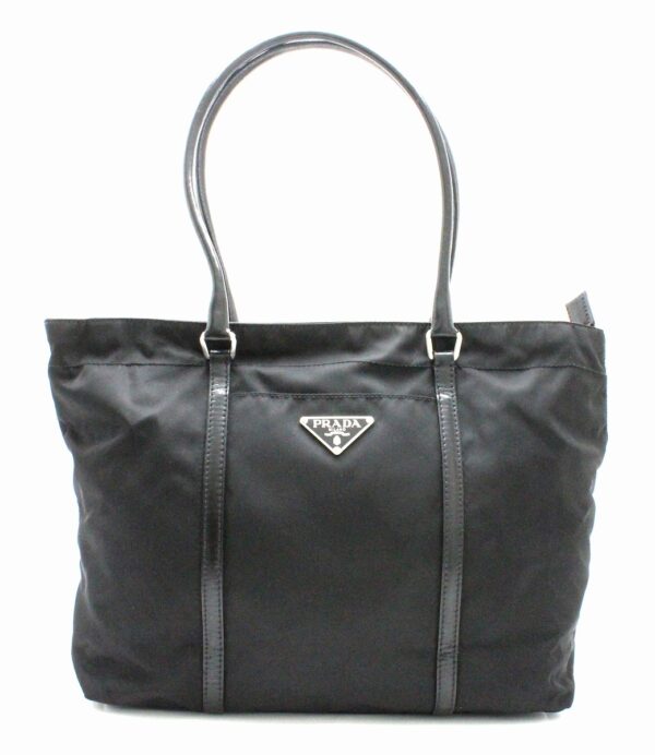 31790175 Prada Tessuto Leather Tote Bag Black