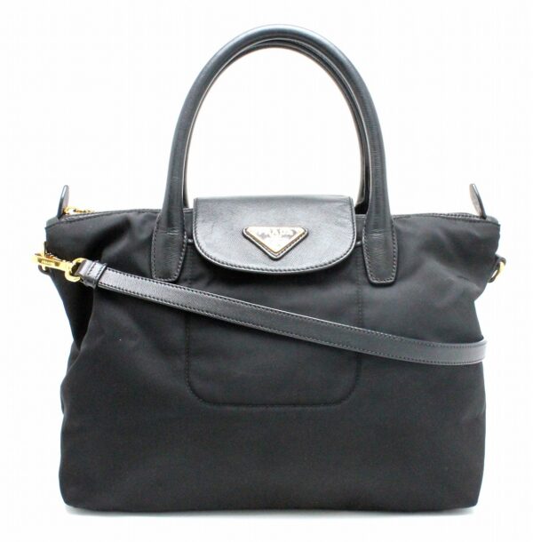 31790234 Prada Saffiano 2WAY Tote Bag Leather Black