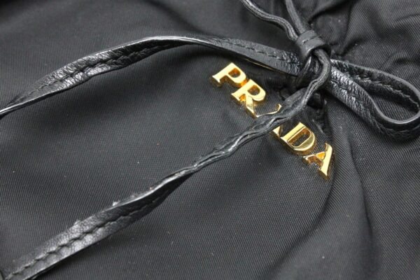 31790240 7 Prada Gathered Ribbon Shoulder Bag Nylon Leather Black