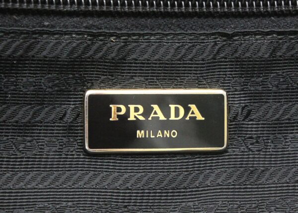 31790240 8 Prada Gathered Ribbon Shoulder Bag Nylon Leather Black