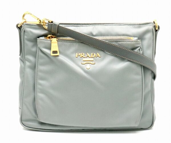 31790684 Prada Nylon Diagonal Shoulder Bag Gray