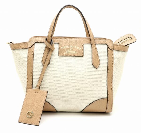 31790686 Gucci Swing Mini Leather Top Handle Handbag Beige Ivory