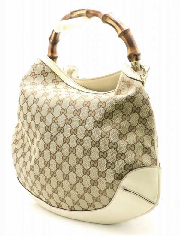 31791006 1 Gucci GG Bamboo Handbag Khaki Beige Ivory