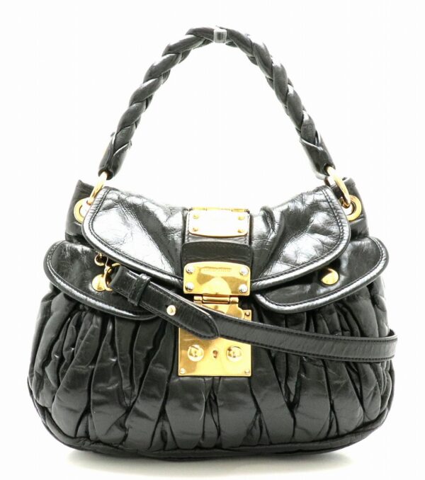 31791055 Miu Miu Shoulder Bag Leather Black