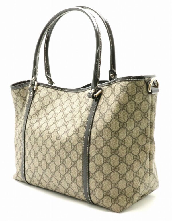 31791060 1 Gucci GG Supreme Shoulder Bag Patent Khaki Brown