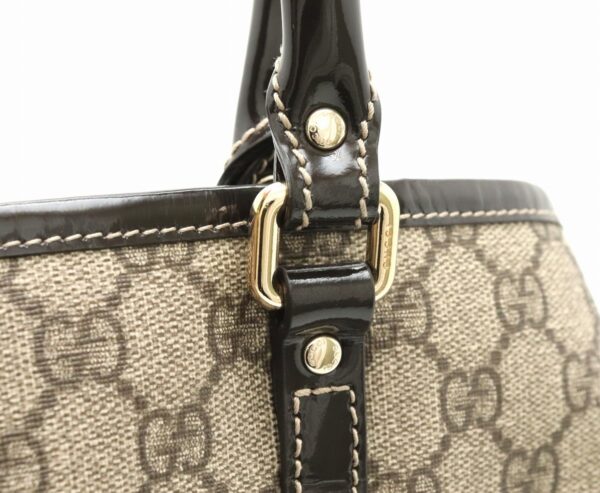 31791060 6 Gucci GG Supreme Shoulder Bag Patent Khaki Brown