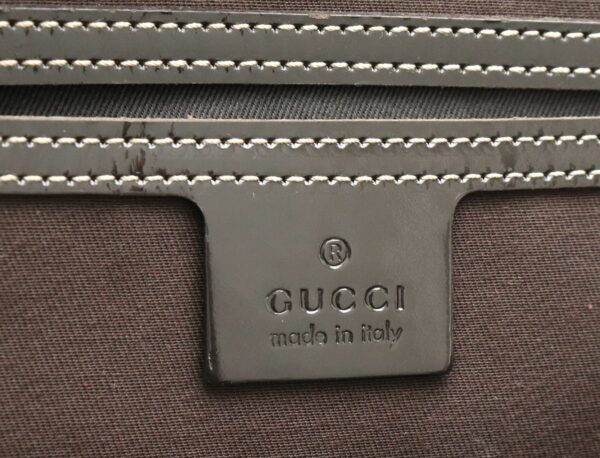 31791060 8 Gucci GG Supreme Shoulder Bag Patent Khaki Brown