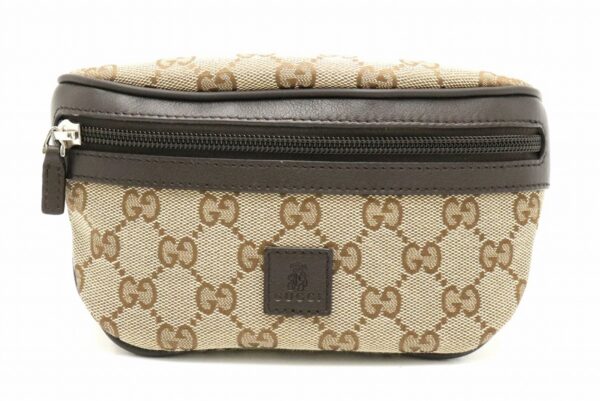 31791065 Gucci Line Waist Bag Hip Back Khaki Beige Brown