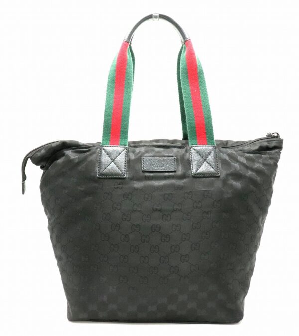 31791129 Gucci Webbing Line GG Tote Shoulder Bag Black Red Green