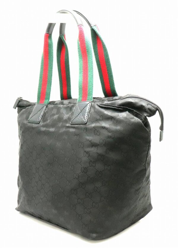 31791129 1 Gucci Webbing Line GG Tote Shoulder Bag Black Red Green