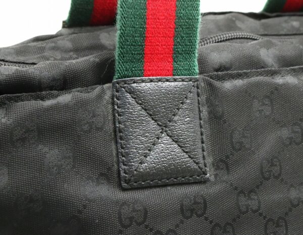 31791129 6 Gucci Webbing Line GG Tote Shoulder Bag Black Red Green