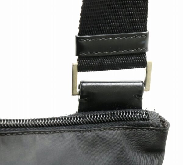 31791138 5 Prada Nylon Diagonal Shoulder Bag Leather Black Silver