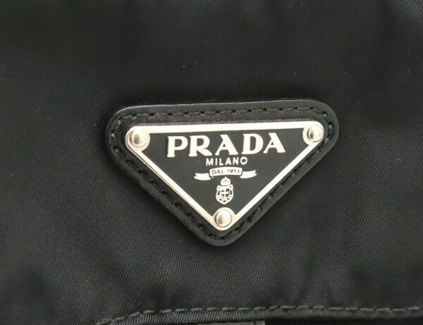 31791138 7 Prada Nylon Diagonal Shoulder Bag Leather Black Silver