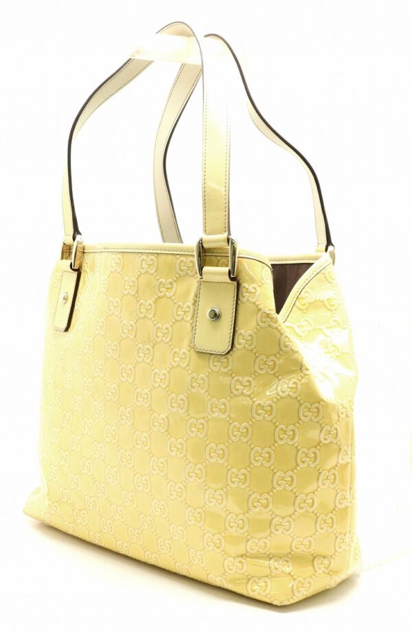 31791361 1 Gucci Abbey Tote Shoulder Bag Patent Leather Yellow