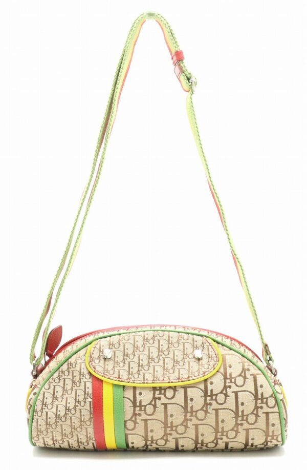 31791605 Christian Dior Trotter Rasta Shoulder Bag Leather Khaki Beige Red